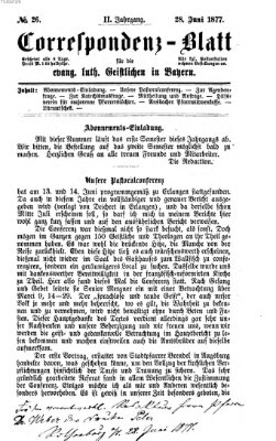 Korrespondenzblatt für die evangelisch-lutherischen Geistlichen in Bayern Donnerstag 28. Juni 1877