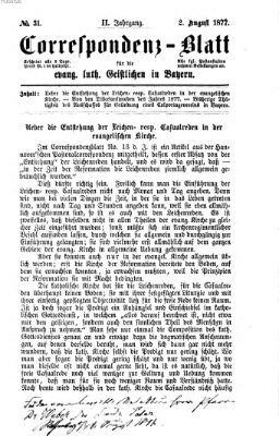 Korrespondenzblatt für die evangelisch-lutherischen Geistlichen in Bayern Donnerstag 2. August 1877