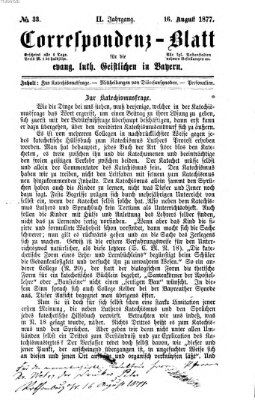 Korrespondenzblatt für die evangelisch-lutherischen Geistlichen in Bayern Donnerstag 16. August 1877