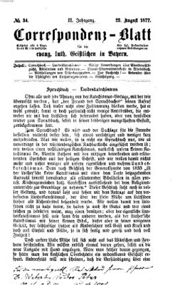 Korrespondenzblatt für die evangelisch-lutherischen Geistlichen in Bayern Donnerstag 23. August 1877