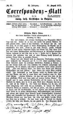 Korrespondenzblatt für die evangelisch-lutherischen Geistlichen in Bayern Freitag 31. August 1877