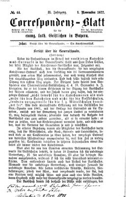 Korrespondenzblatt für die evangelisch-lutherischen Geistlichen in Bayern Donnerstag 1. November 1877