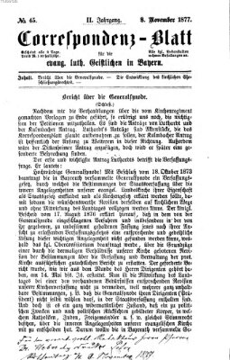 Korrespondenzblatt für die evangelisch-lutherischen Geistlichen in Bayern Donnerstag 8. November 1877