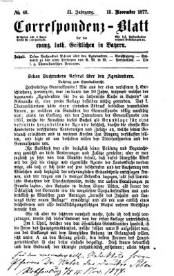 Korrespondenzblatt für die evangelisch-lutherischen Geistlichen in Bayern Donnerstag 15. November 1877