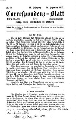 Korrespondenzblatt für die evangelisch-lutherischen Geistlichen in Bayern Montag 24. Dezember 1877