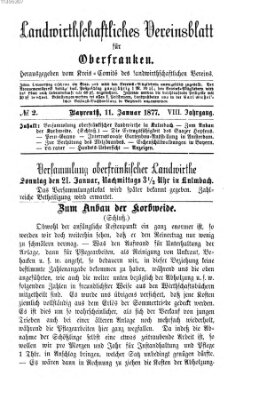 Landwirthschaftliches Vereinsblatt für Oberfranken Donnerstag 11. Januar 1877