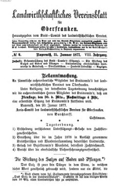 Landwirthschaftliches Vereinsblatt für Oberfranken Donnerstag 25. Januar 1877