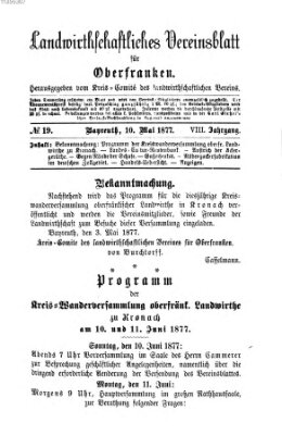 Landwirthschaftliches Vereinsblatt für Oberfranken Donnerstag 10. Mai 1877