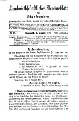 Landwirthschaftliches Vereinsblatt für Oberfranken Donnerstag 9. August 1877