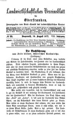 Landwirthschaftliches Vereinsblatt für Oberfranken Donnerstag 16. August 1877