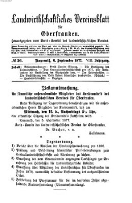 Landwirthschaftliches Vereinsblatt für Oberfranken Donnerstag 6. September 1877