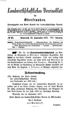 Landwirthschaftliches Vereinsblatt für Oberfranken Donnerstag 20. September 1877