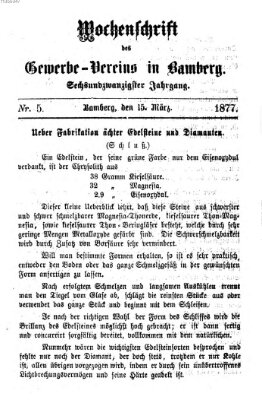 Wochenschrift des Gewerbe-Vereins Bamberg Donnerstag 15. März 1877