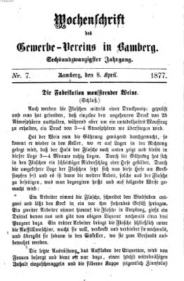 Wochenschrift des Gewerbe-Vereins Bamberg Sonntag 8. April 1877