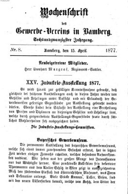 Wochenschrift des Gewerbe-Vereins Bamberg Sonntag 15. April 1877