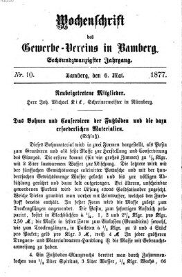 Wochenschrift des Gewerbe-Vereins Bamberg Sonntag 6. Mai 1877