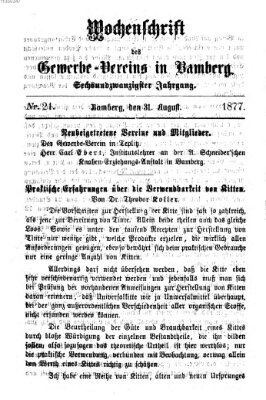 Wochenschrift des Gewerbe-Vereins Bamberg Freitag 31. August 1877