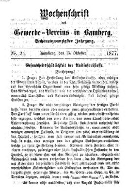 Wochenschrift des Gewerbe-Vereins Bamberg Montag 15. Oktober 1877