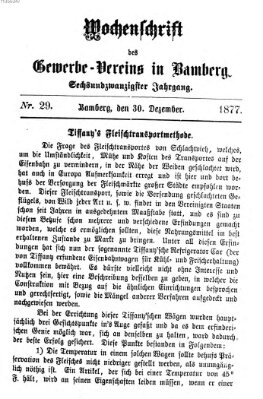 Wochenschrift des Gewerbe-Vereins Bamberg Sonntag 30. Dezember 1877