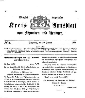 Königlich Bayerisches Kreis-Amtsblatt von Schwaben und Neuburg Samstag 20. Januar 1877