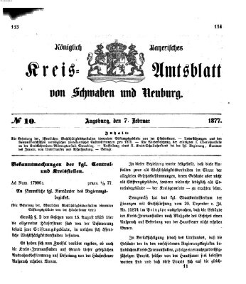 Königlich Bayerisches Kreis-Amtsblatt von Schwaben und Neuburg Mittwoch 7. Februar 1877