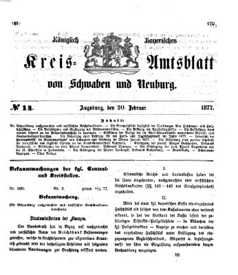 Königlich Bayerisches Kreis-Amtsblatt von Schwaben und Neuburg Dienstag 20. Februar 1877