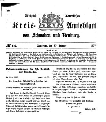 Königlich Bayerisches Kreis-Amtsblatt von Schwaben und Neuburg Freitag 23. Februar 1877