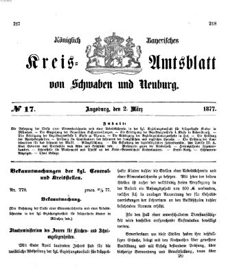 Königlich Bayerisches Kreis-Amtsblatt von Schwaben und Neuburg Freitag 2. März 1877