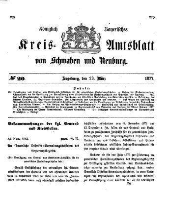 Königlich Bayerisches Kreis-Amtsblatt von Schwaben und Neuburg Dienstag 13. März 1877