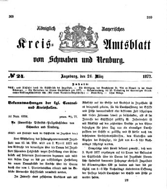 Königlich Bayerisches Kreis-Amtsblatt von Schwaben und Neuburg Samstag 24. März 1877