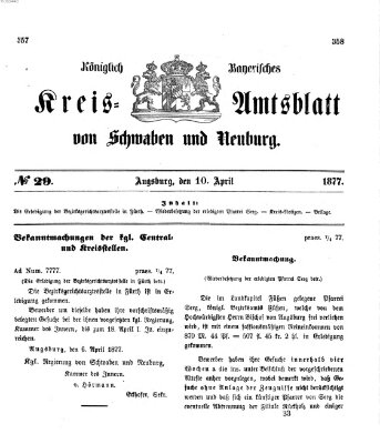 Königlich Bayerisches Kreis-Amtsblatt von Schwaben und Neuburg Dienstag 10. April 1877