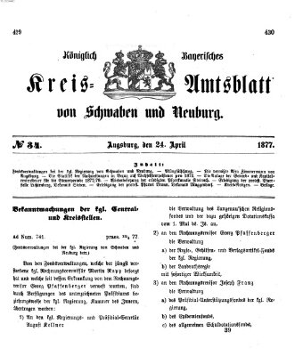 Königlich Bayerisches Kreis-Amtsblatt von Schwaben und Neuburg Dienstag 24. April 1877