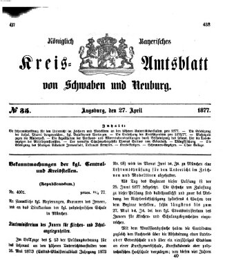 Königlich Bayerisches Kreis-Amtsblatt von Schwaben und Neuburg Freitag 27. April 1877