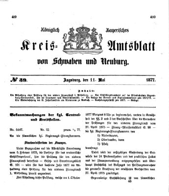 Königlich Bayerisches Kreis-Amtsblatt von Schwaben und Neuburg Freitag 11. Mai 1877