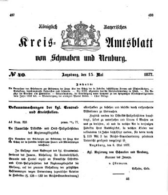 Königlich Bayerisches Kreis-Amtsblatt von Schwaben und Neuburg Dienstag 15. Mai 1877