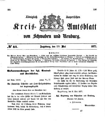 Königlich Bayerisches Kreis-Amtsblatt von Schwaben und Neuburg Freitag 18. Mai 1877