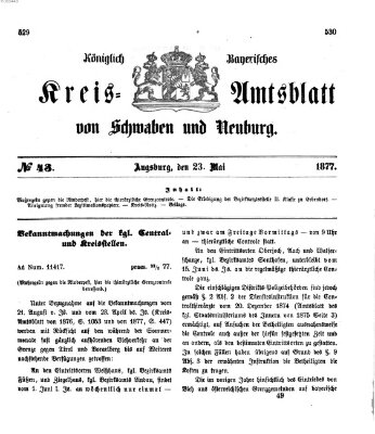 Königlich Bayerisches Kreis-Amtsblatt von Schwaben und Neuburg Mittwoch 23. Mai 1877