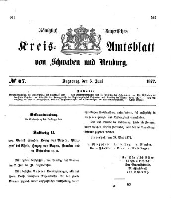 Königlich Bayerisches Kreis-Amtsblatt von Schwaben und Neuburg Dienstag 5. Juni 1877