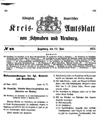 Königlich Bayerisches Kreis-Amtsblatt von Schwaben und Neuburg Dienstag 12. Juni 1877