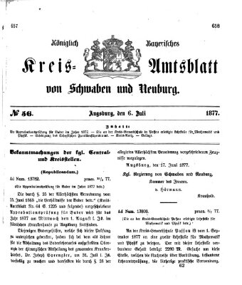 Königlich Bayerisches Kreis-Amtsblatt von Schwaben und Neuburg Freitag 6. Juli 1877