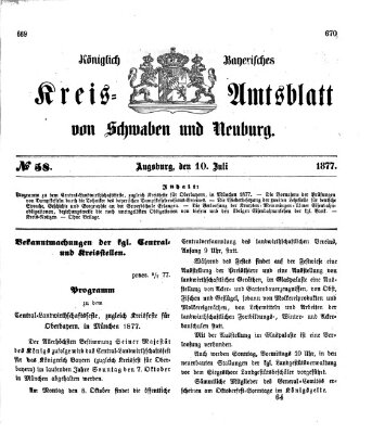 Königlich Bayerisches Kreis-Amtsblatt von Schwaben und Neuburg Dienstag 10. Juli 1877