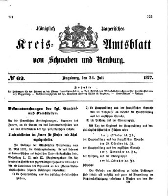 Königlich Bayerisches Kreis-Amtsblatt von Schwaben und Neuburg Dienstag 24. Juli 1877