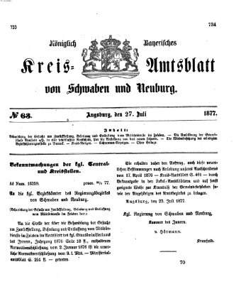 Königlich Bayerisches Kreis-Amtsblatt von Schwaben und Neuburg Freitag 27. Juli 1877