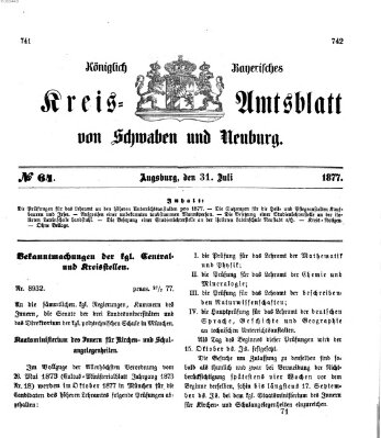 Königlich Bayerisches Kreis-Amtsblatt von Schwaben und Neuburg Dienstag 31. Juli 1877