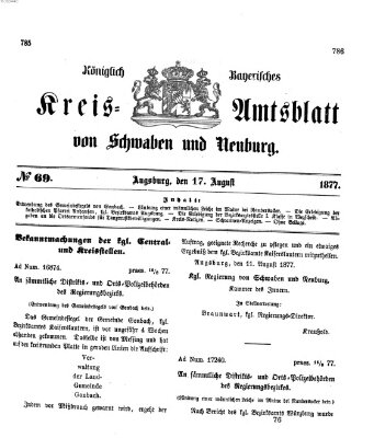 Königlich Bayerisches Kreis-Amtsblatt von Schwaben und Neuburg Freitag 17. August 1877