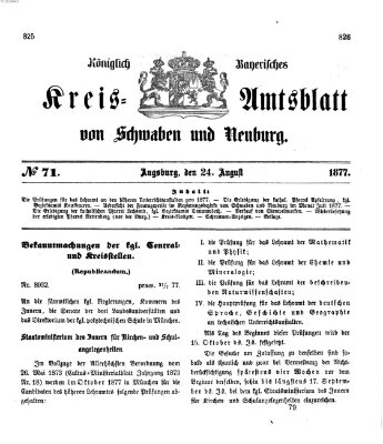 Königlich Bayerisches Kreis-Amtsblatt von Schwaben und Neuburg Freitag 24. August 1877