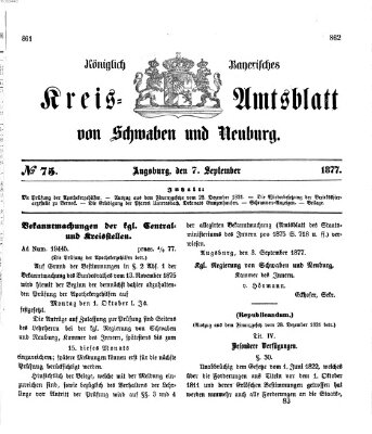 Königlich Bayerisches Kreis-Amtsblatt von Schwaben und Neuburg Freitag 7. September 1877