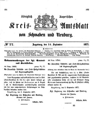 Königlich Bayerisches Kreis-Amtsblatt von Schwaben und Neuburg Freitag 14. September 1877