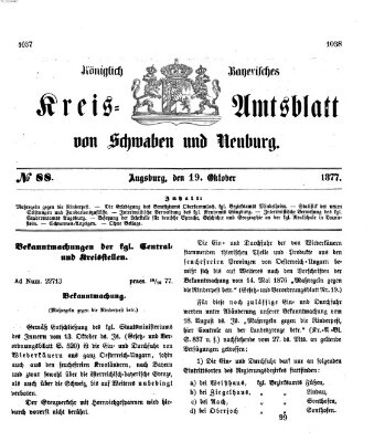 Königlich Bayerisches Kreis-Amtsblatt von Schwaben und Neuburg Freitag 19. Oktober 1877