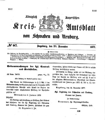 Königlich Bayerisches Kreis-Amtsblatt von Schwaben und Neuburg Dienstag 20. November 1877